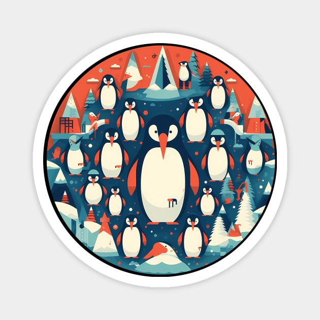 Penguin in Ornament, Love Penguins Magnet by logiamerch